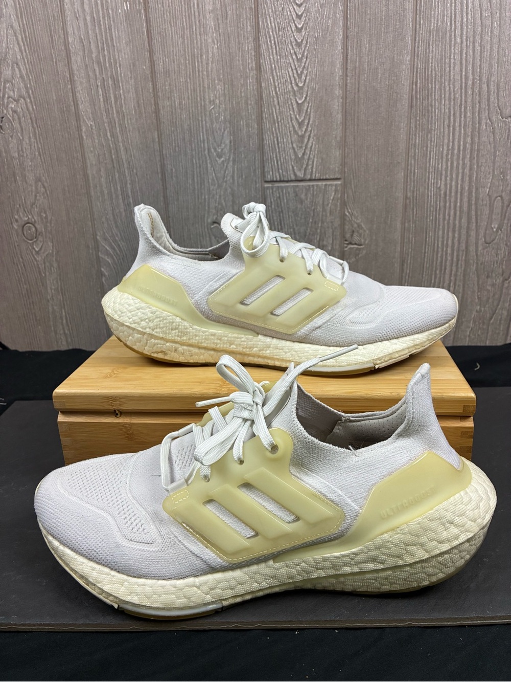 adidas Women's White & Cream Knit Running Sneakers